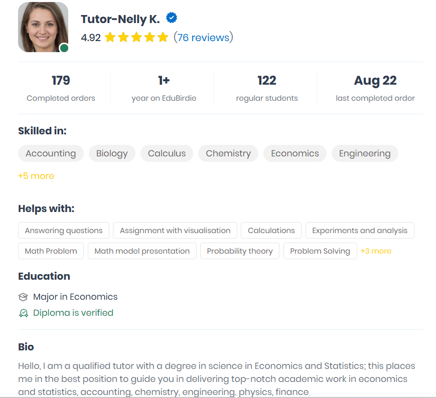 Tutor Nelly K. — tutoring: economics, mathematics, engineering